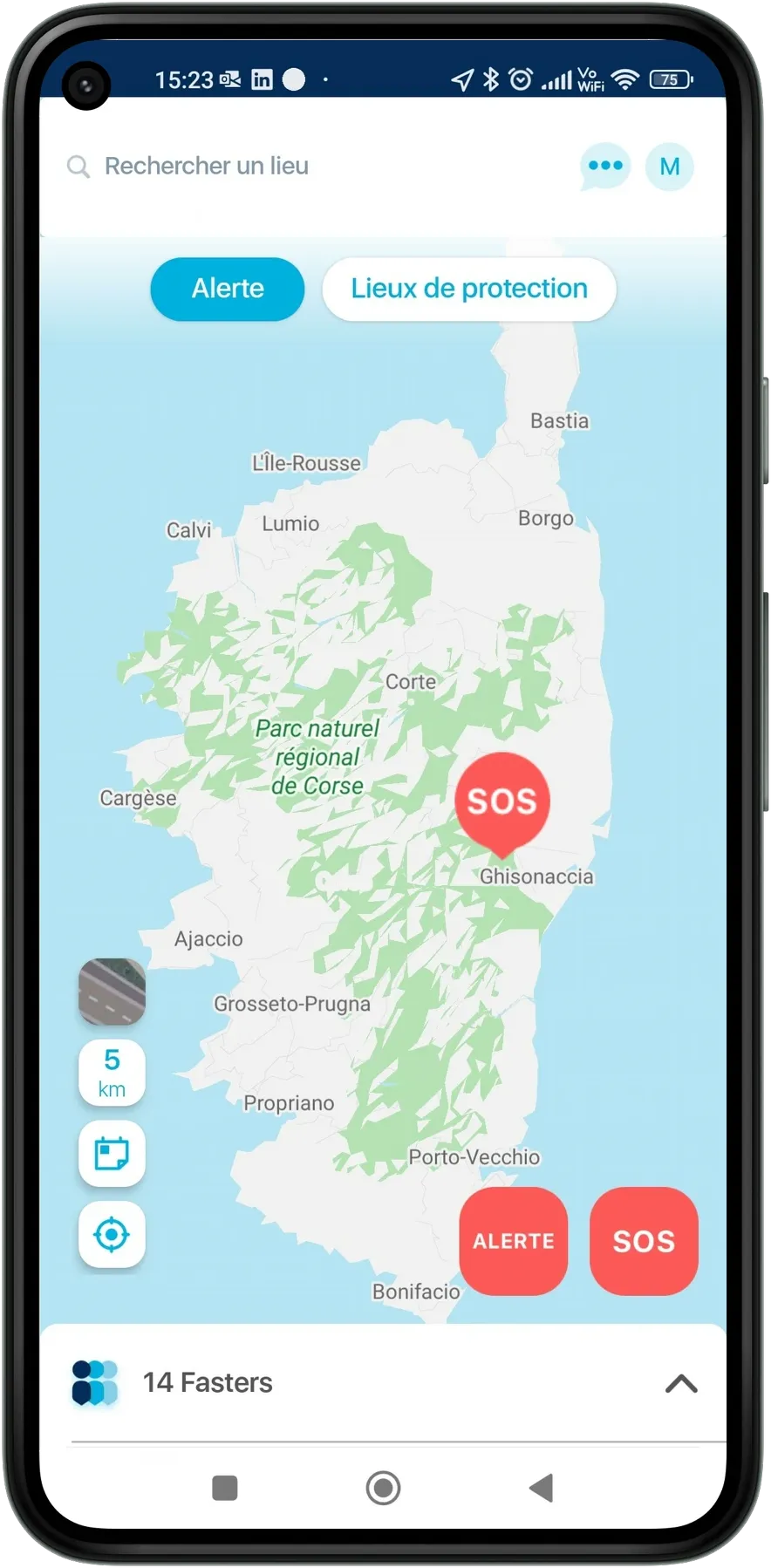 Fastority - écran de l'application